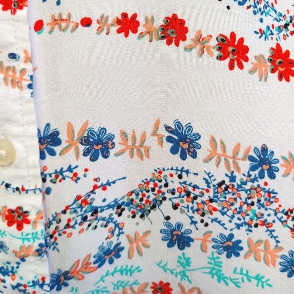 Lucky Brand Floral Button-Up Shirt Long Sleeve Two Pocket Size S - Picture 5 of 5